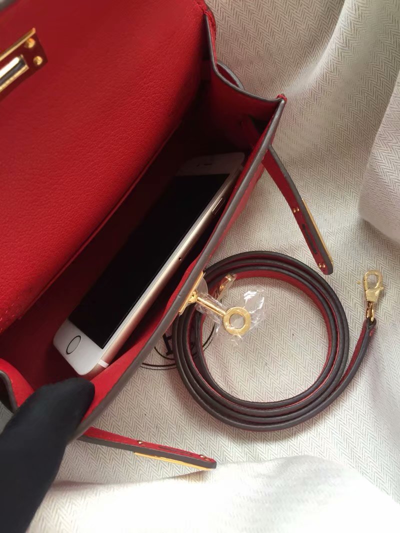 Hermes Kelly 19cm Shoulder Bags Epsom Leather KL19 Red