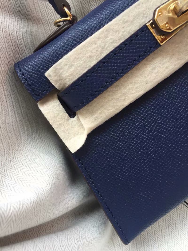 Hermes Kelly 19cm Shoulder Bags Epsom Leather KL19 Royal Blue