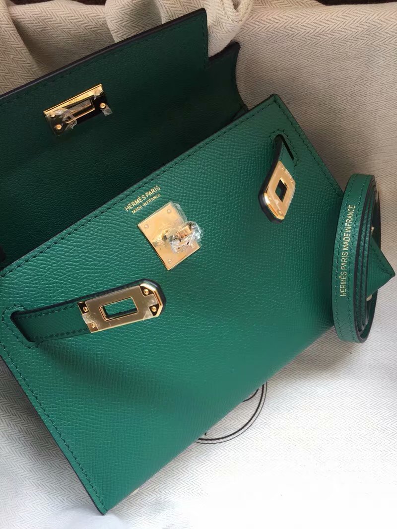 Hermes Kelly 19cm Shoulder Bags Epsom Leather KL19 green