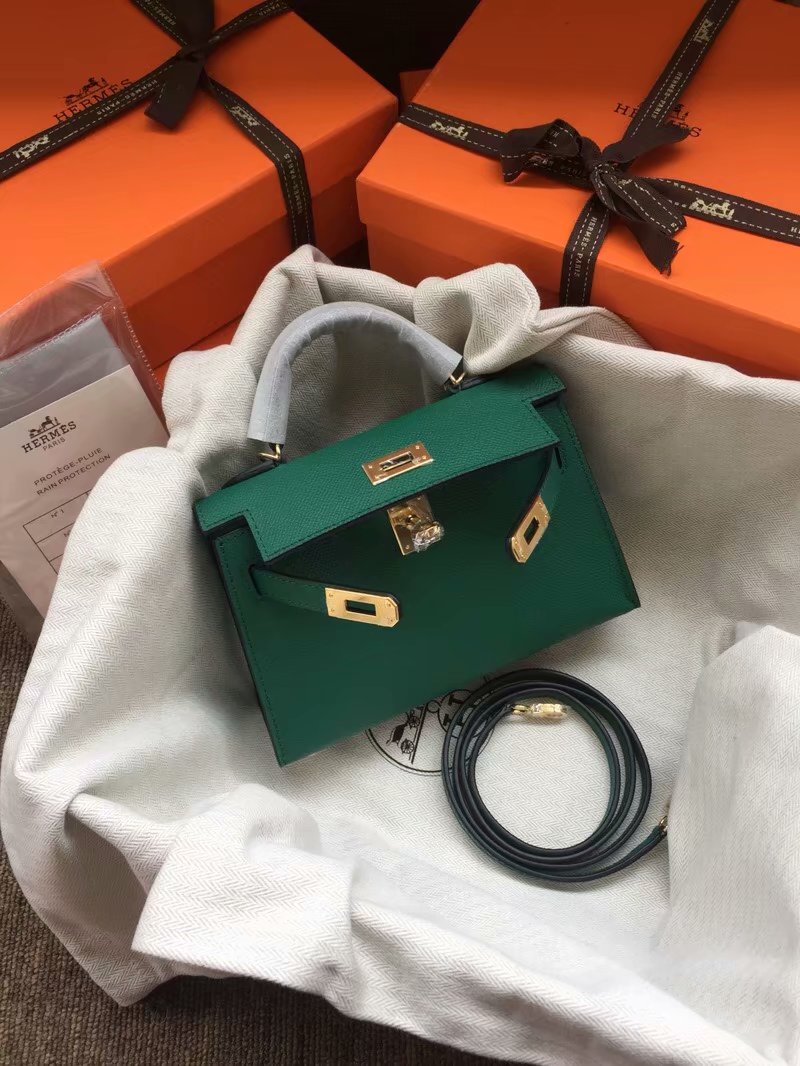 Hermes Kelly 19cm Shoulder Bags Epsom Leather KL19 green