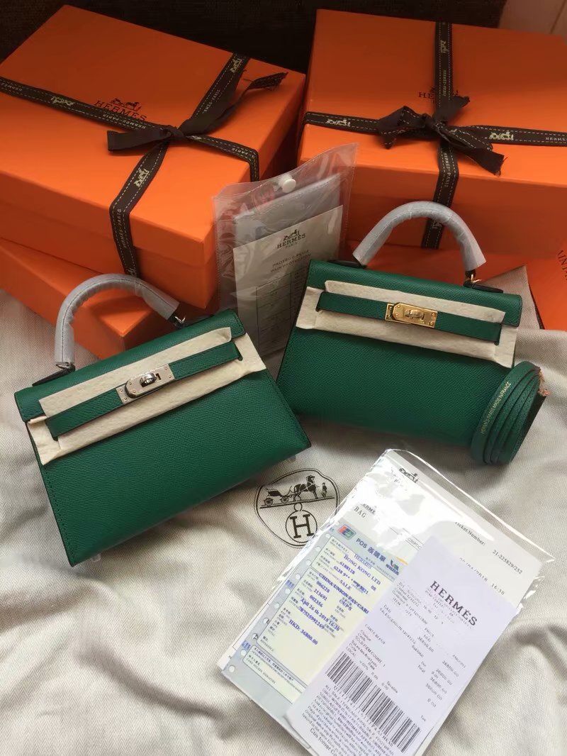 Hermes Kelly 19cm Shoulder Bags Epsom Leather KL19 green