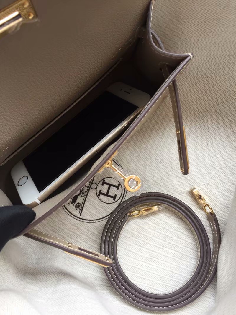 Hermes Kelly 19cm Shoulder Bags Epsom Leather KL19 grey