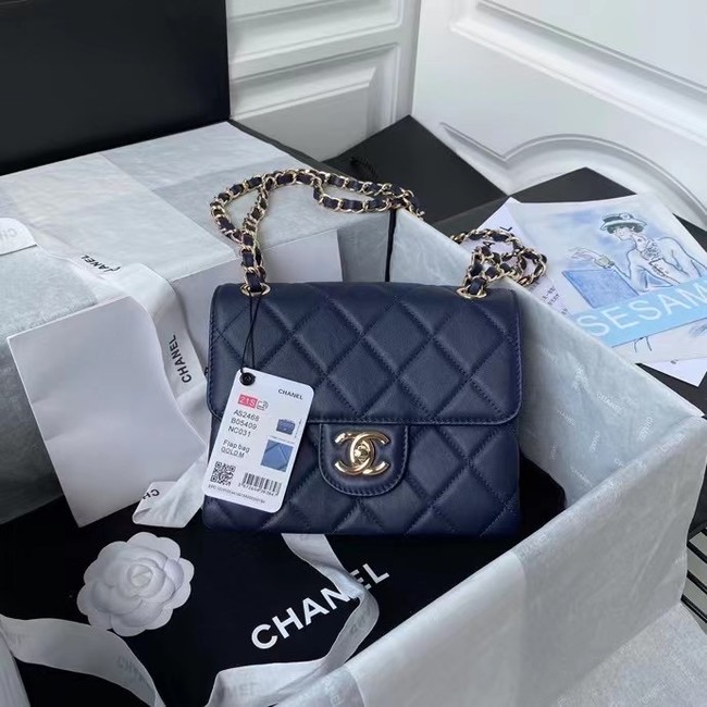 CHANEL mini flap bag AS2468 Navy Blue