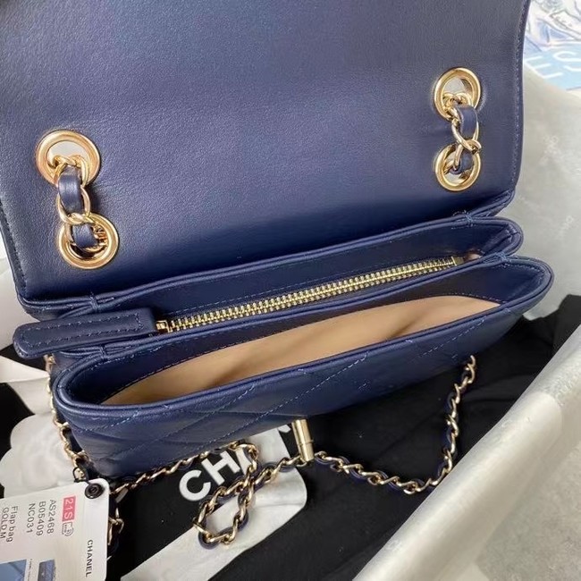 CHANEL mini flap bag AS2468 Navy Blue