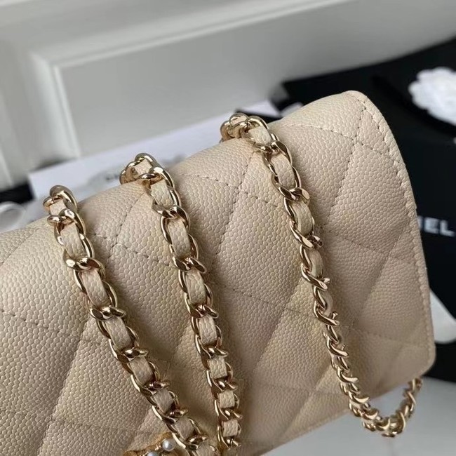 CHANEL mini wallet on chain AP2136 Apricot