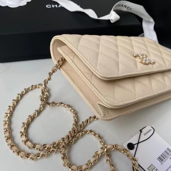 CHANEL mini wallet on chain AP2136 Apricot