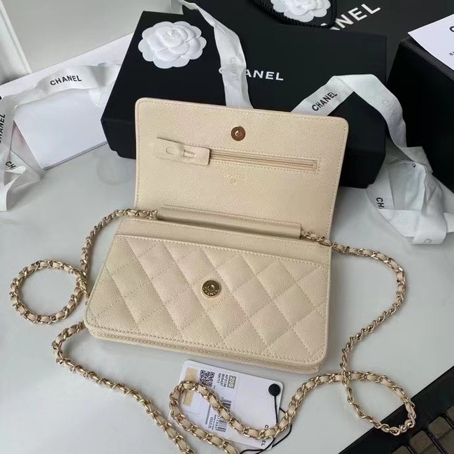 CHANEL mini wallet on chain AP2136 Apricot