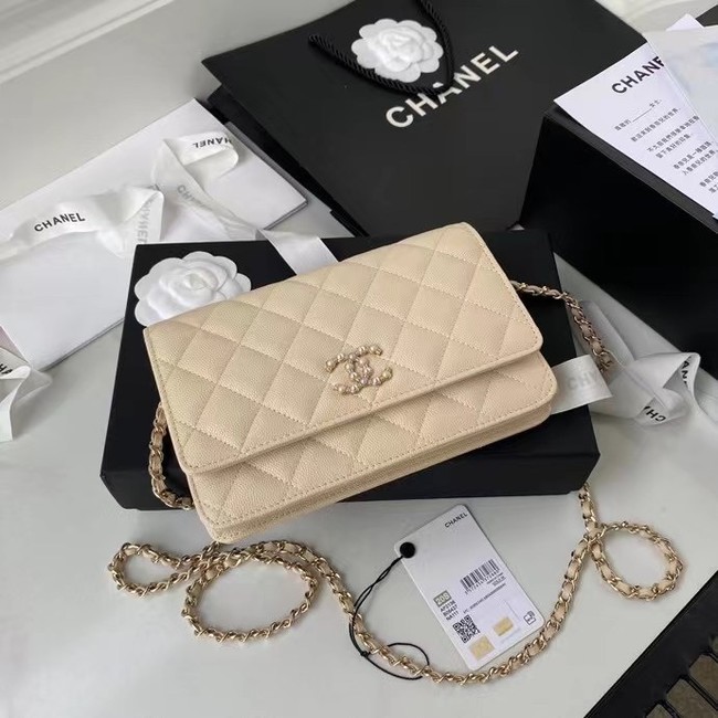 CHANEL mini wallet on chain AP2136 Apricot