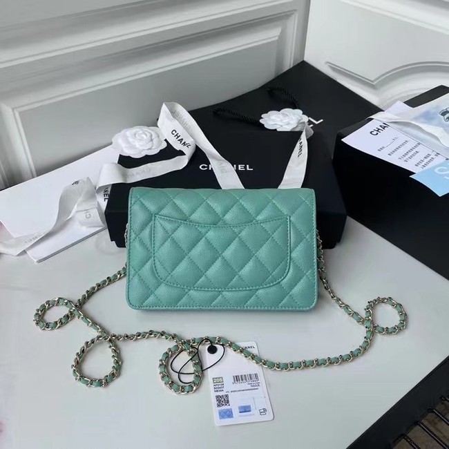 CHANEL mini wallet on chain AP2136 green