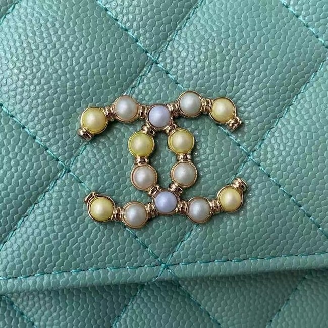 CHANEL mini wallet on chain AP2136 green