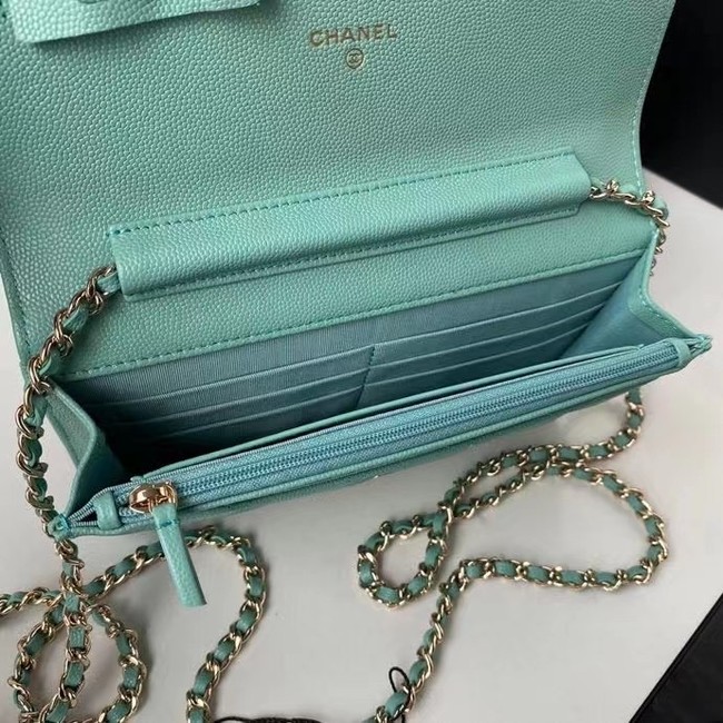 CHANEL mini wallet on chain AP2136 green