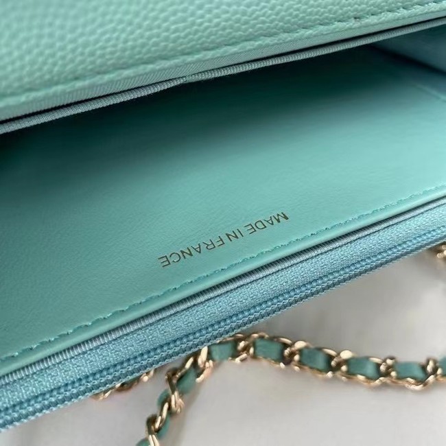 CHANEL mini wallet on chain AP2136 green