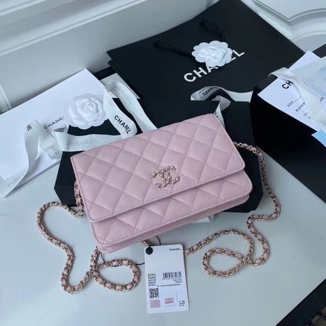 CHANEL mini wallet on chain AP2136 pink