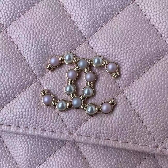 CHANEL mini wallet on chain AP2136 pink