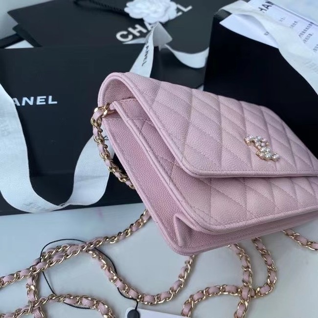 CHANEL mini wallet on chain AP2136 pink