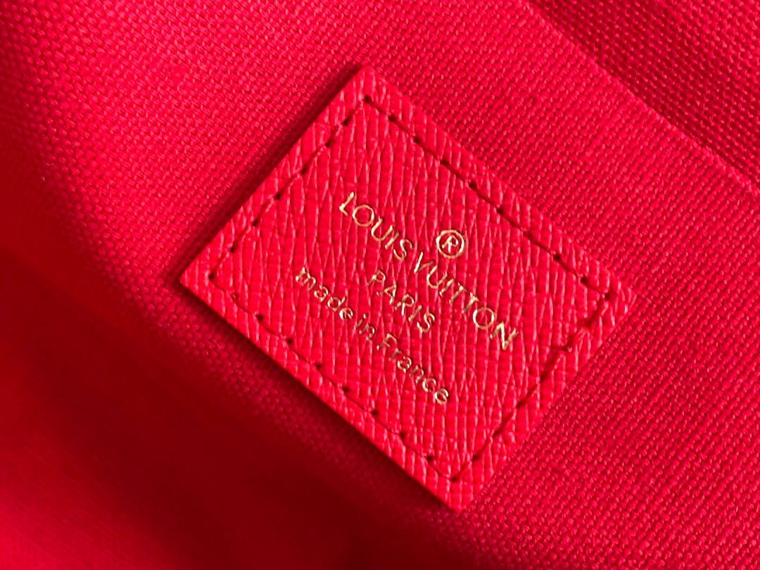 Louis Vuitton Damier Ebene Canvas Original Leather Pochette Bag N63032 Red