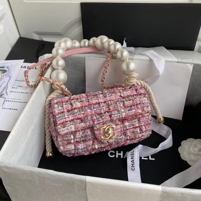 chanel flap bag Tweed 0593 pink