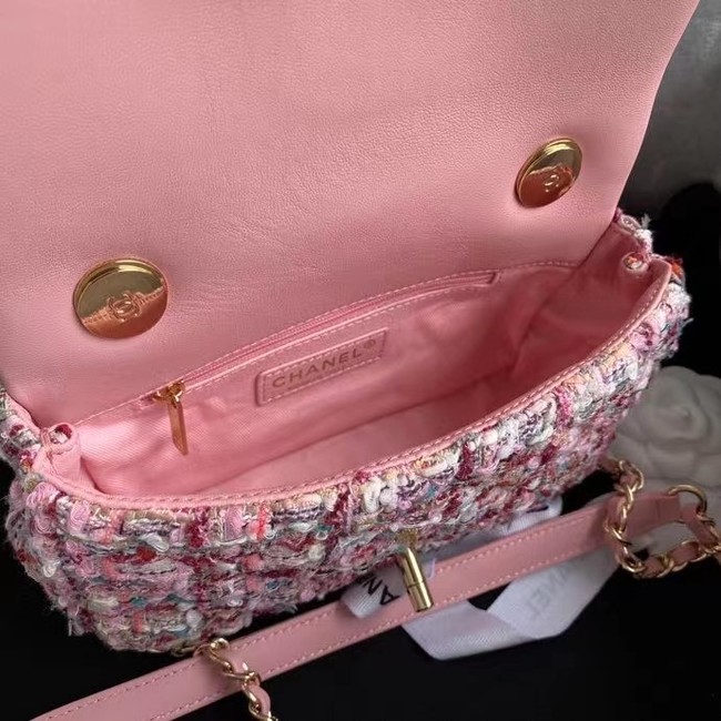 chanel flap bag Tweed 0593 pink