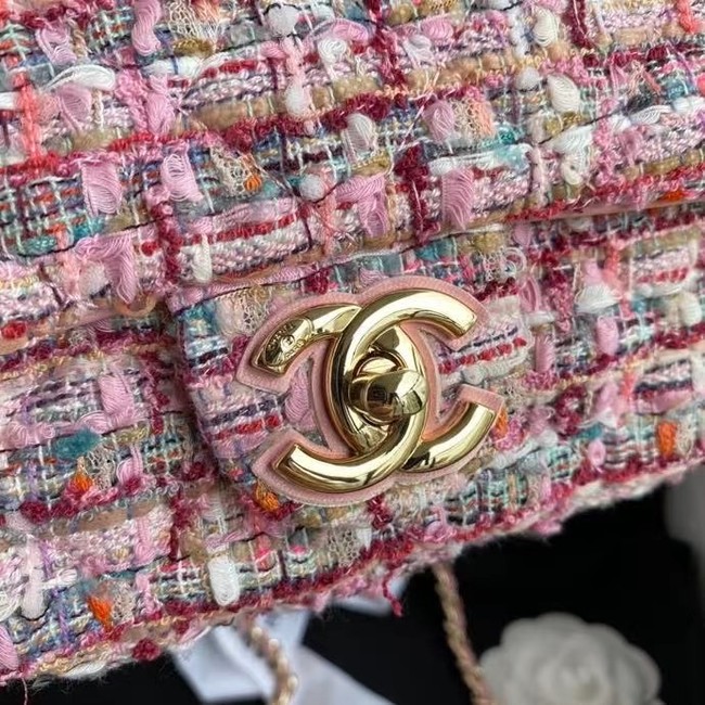 chanel flap bag Tweed 0593 pink