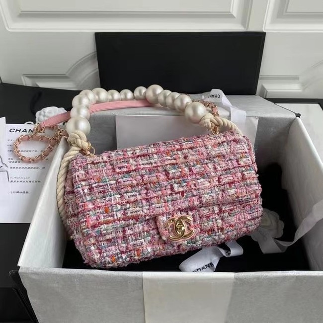 chanel flap bag Tweed 19SS pink