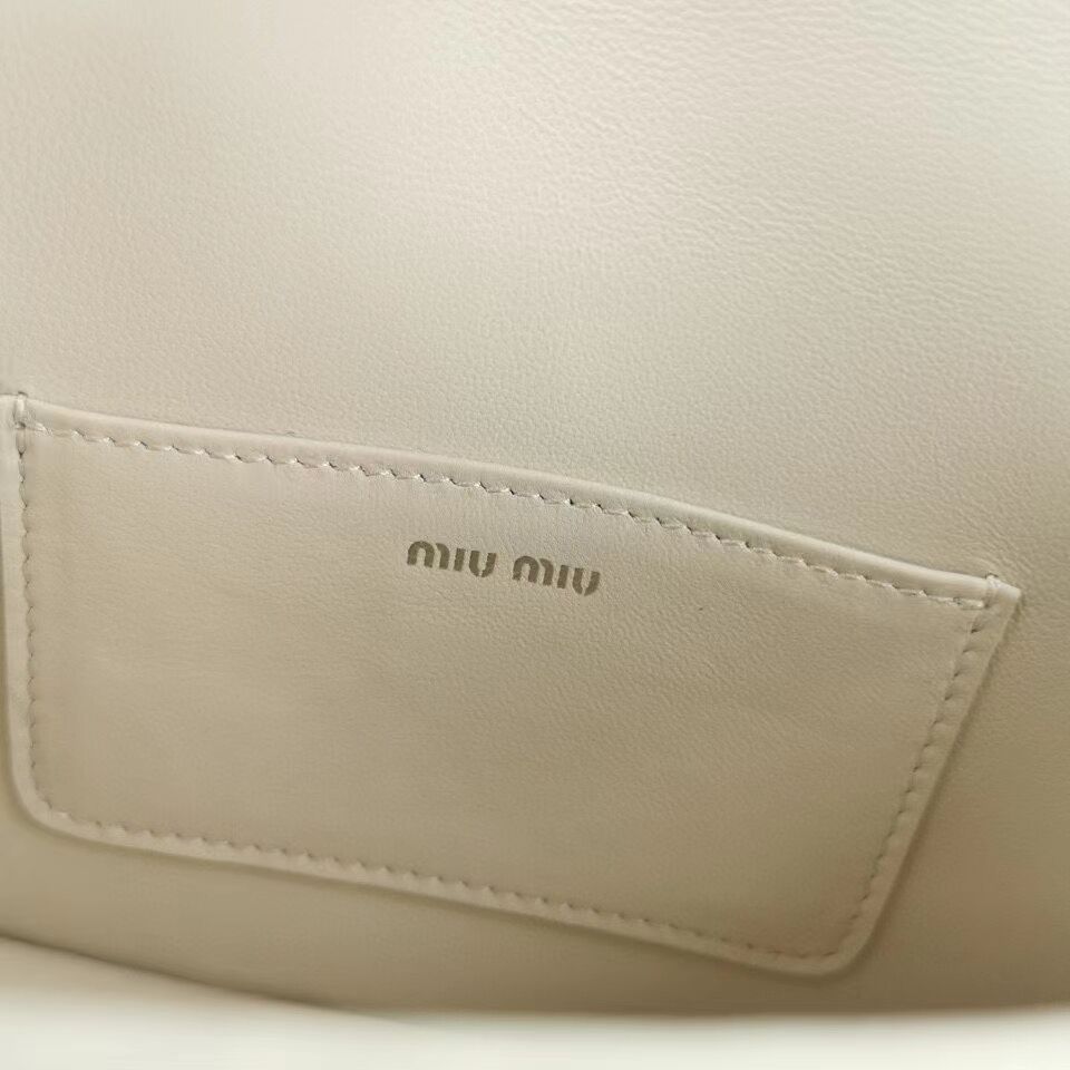 miu miu Matelasse Nappa Leather Shoulder Bag 5AC065 white