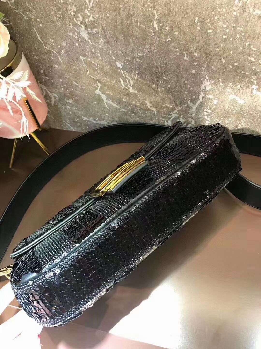 FENDI BAGUETTE Bag Pearl slice F1359 black