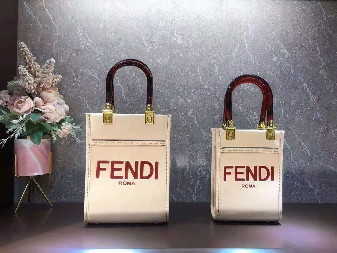 FENDI MINI SUNSHINE SHOPPER leather mini-bag 8BS051ABV Beige