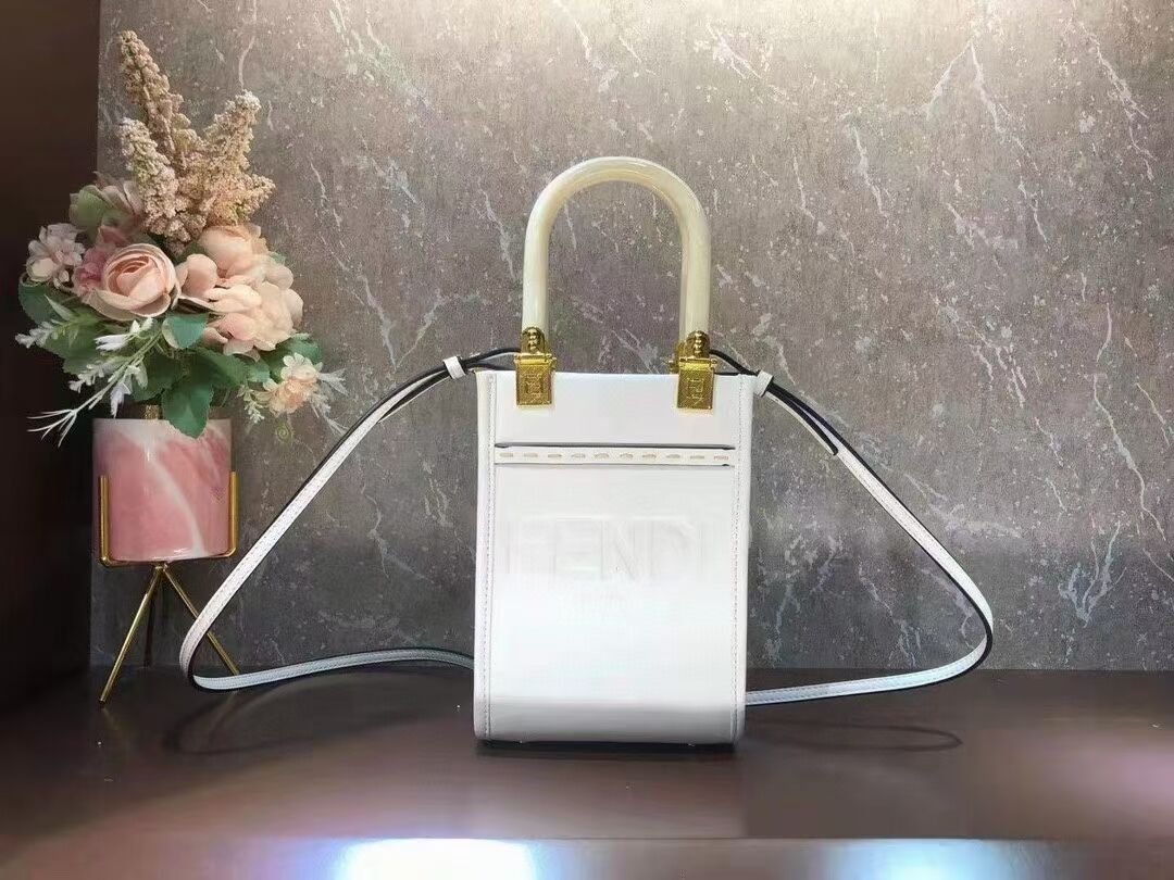 FENDI MINI SUNSHINE SHOPPER leather mini-bag 8BS051ABV beige