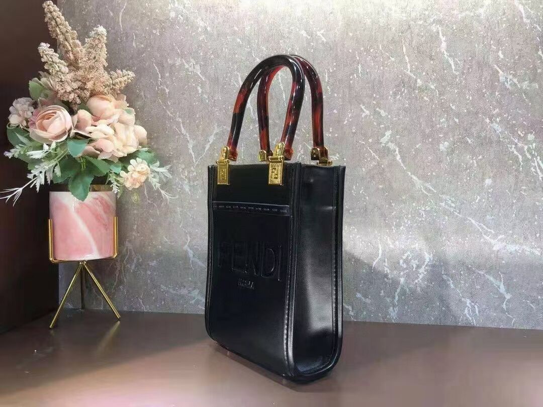 FENDI MINI SUNSHINE SHOPPER leather mini-bag 8BS051ABV black