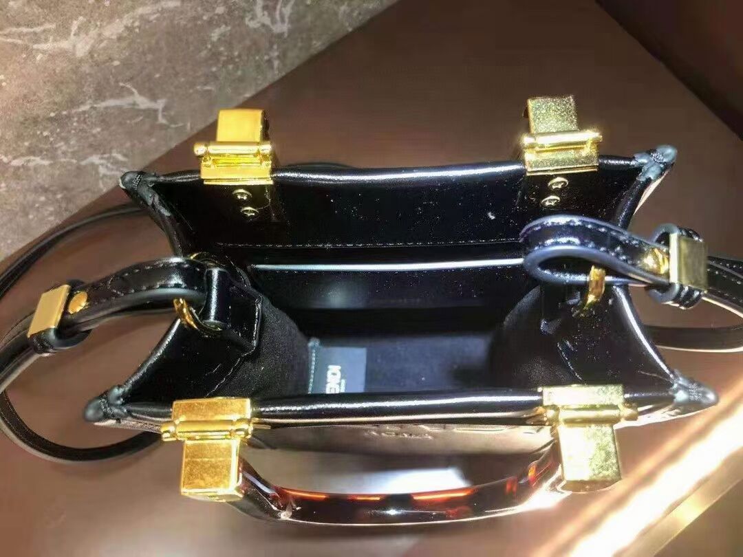 FENDI MINI SUNSHINE SHOPPER leather mini-bag 8BS051ABV black