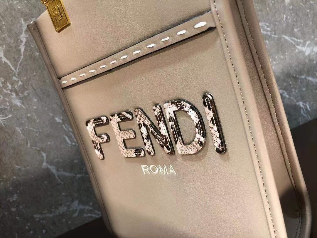 FENDI MINI SUNSHINE SHOPPER leather mini-bag 8BS051ABV grey