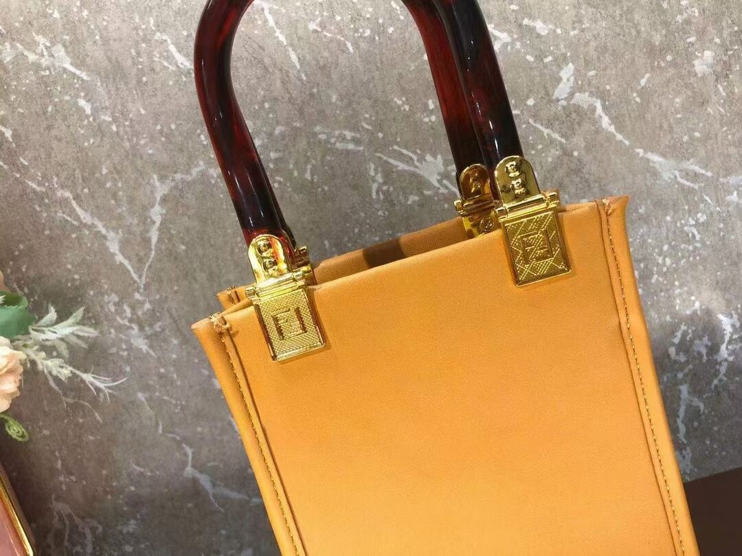 FENDI MINI SUNSHINE SHOPPER leather mini-bag 8BS051ABV orange