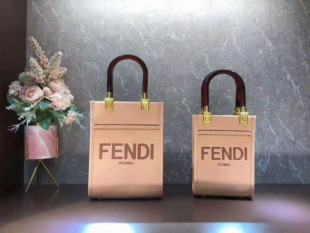 FENDI MINI SUNSHINE SHOPPER leather mini-bag 8BS051ABV pink