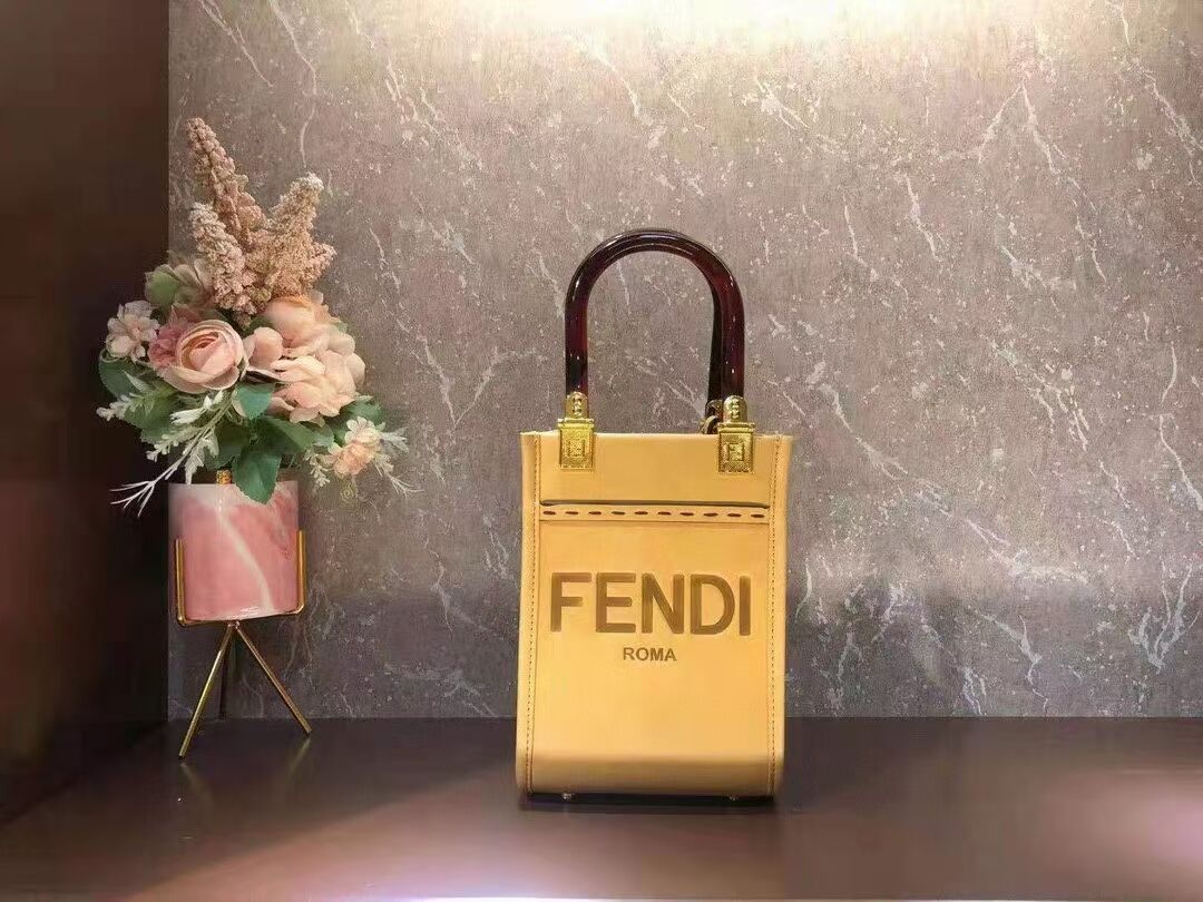 FENDI MINI SUNSHINE SHOPPER leather mini-bag 8BS051ABV yellow