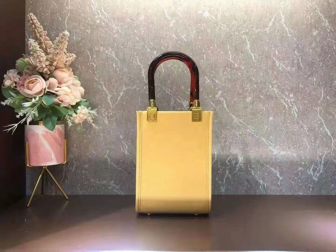 FENDI MINI SUNSHINE SHOPPER leather mini-bag 8BS051ABV yellow