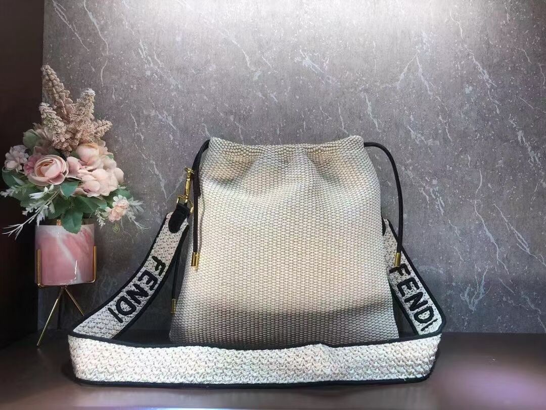 FENDI PACK SMALL POUCH Braided straw small-bag F1529 beige