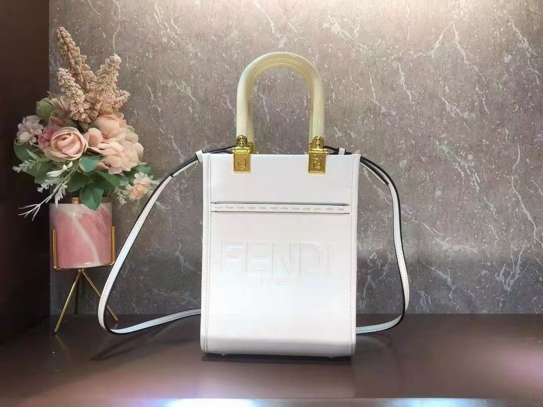 FENDI SUNSHINE SHOPPER leather mini-bag F1620 white