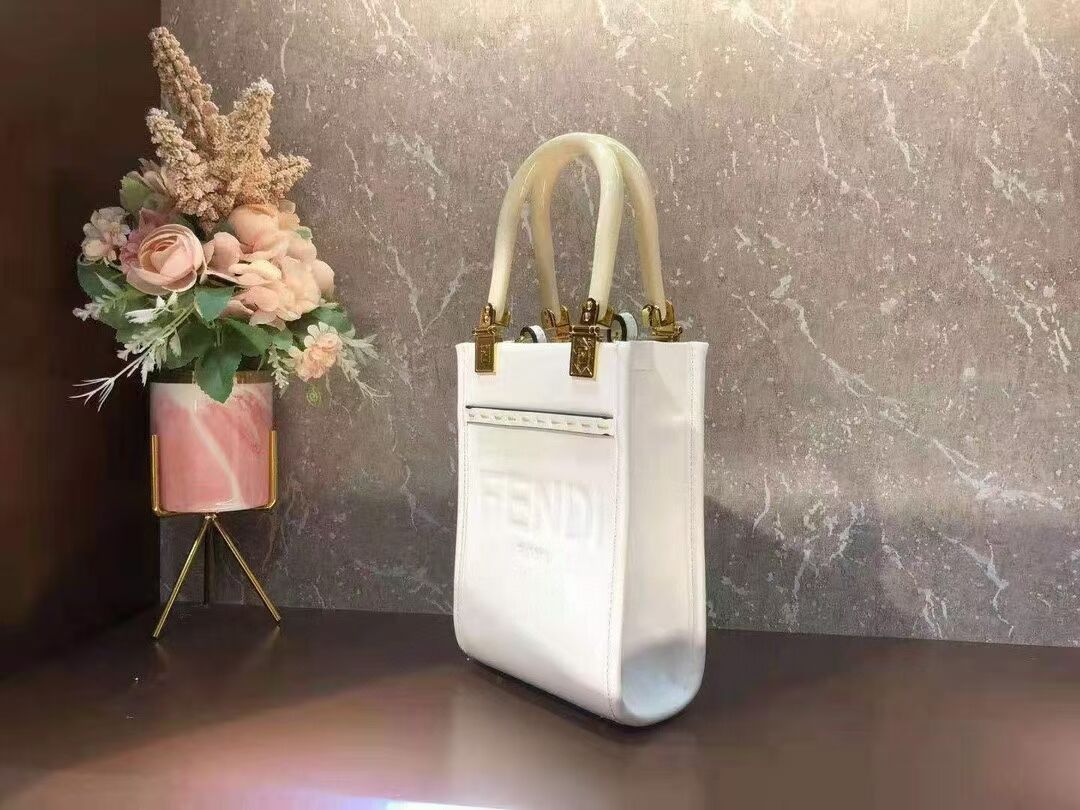 FENDI SUNSHINE SHOPPER leather mini-bag  F1620 white