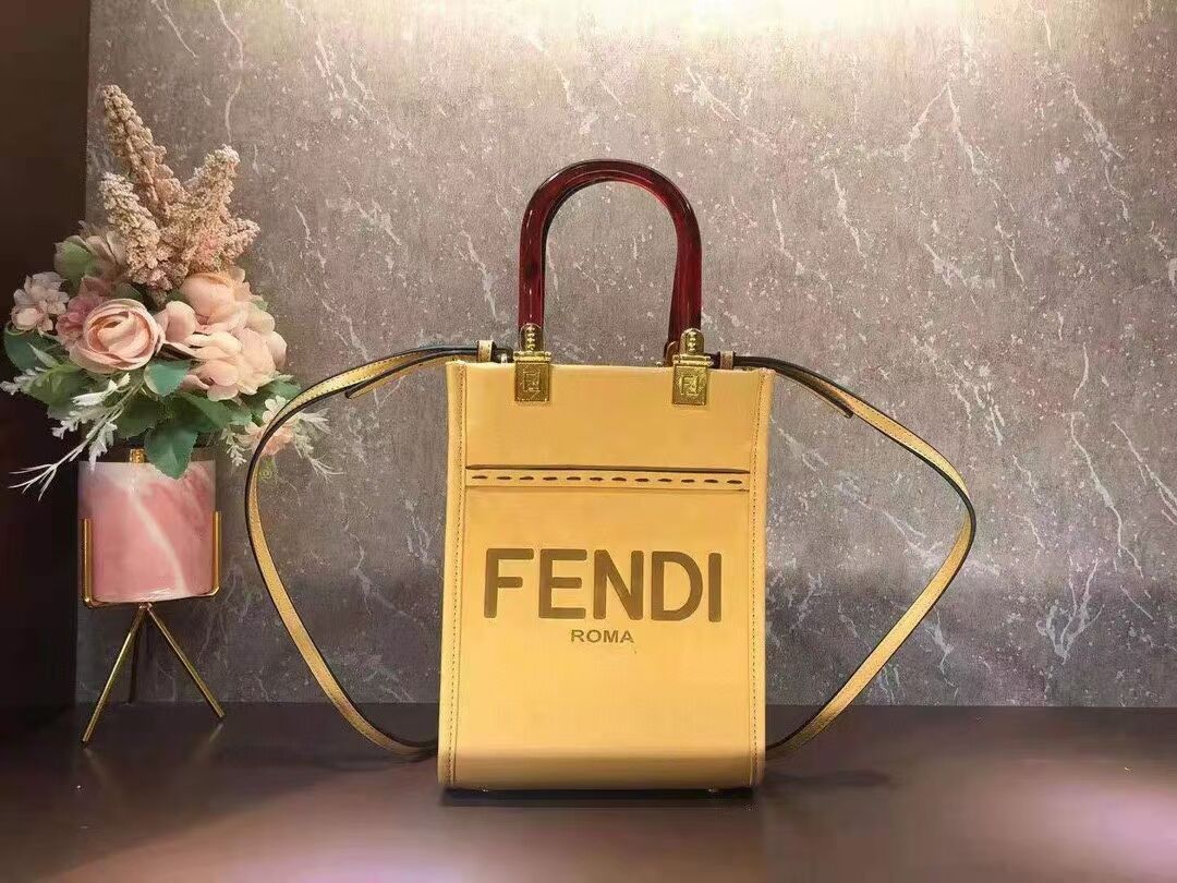FENDI SUNSHINE SHOPPER leather mini-bag F1620 yellow
