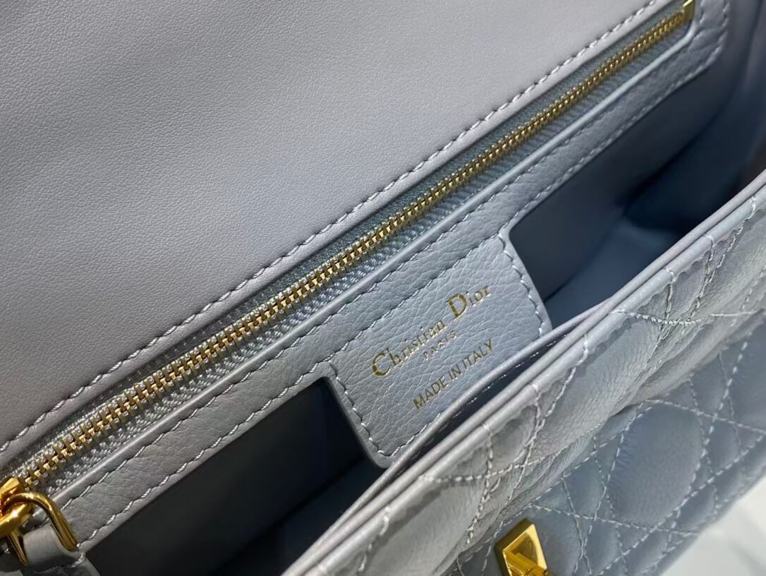 MEDIUM DIOR CARO BAG Soft Cannage Calfskin M9242 grey