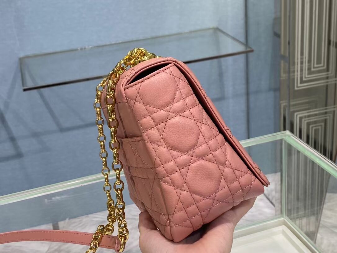 MEDIUM DIOR CARO BAG Soft Cannage Calfskin M9242 rose