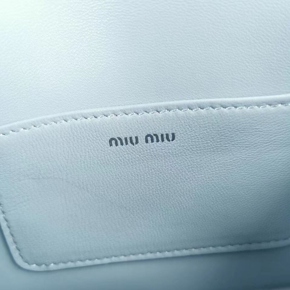 miu miu Matelasse Nappa Leather Shoulder Bag 5AC065 light blue