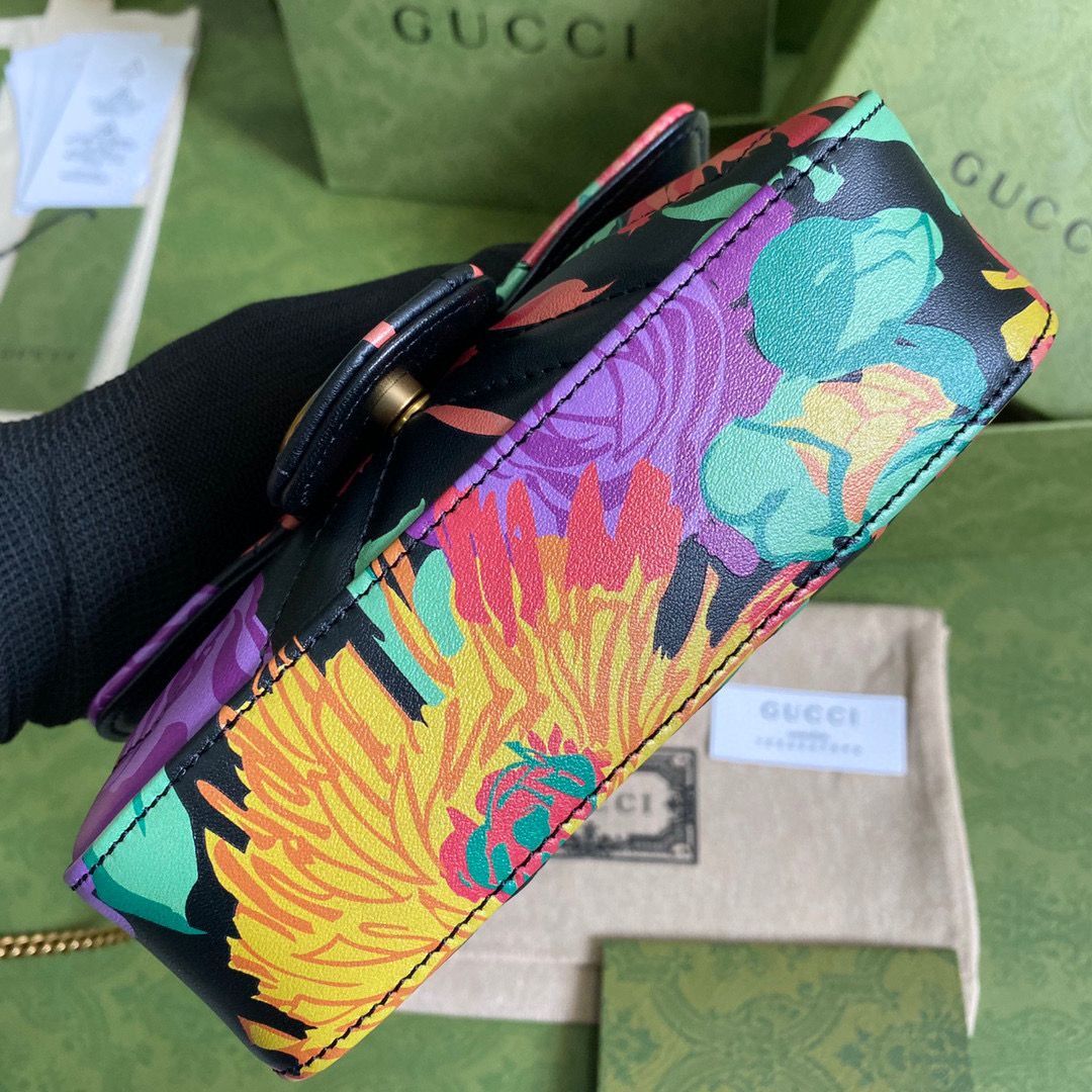 Gucci Dionysus Leather Super mini Bag 476433 Black Flower