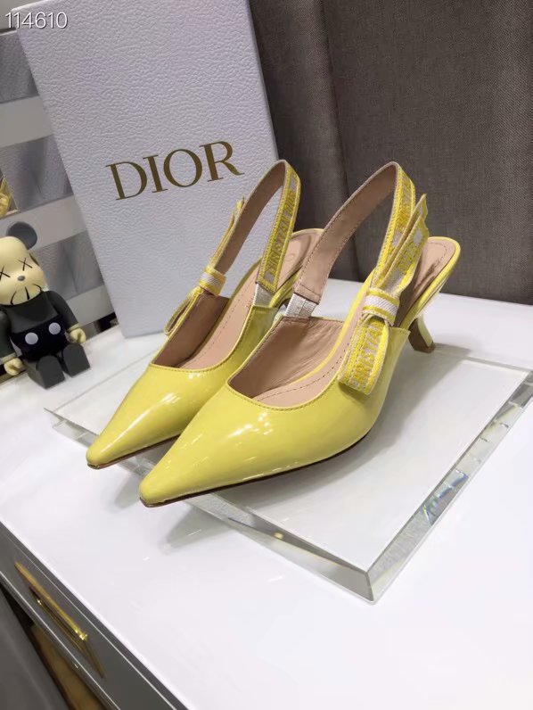 JADIOR SLINGBACK PUMP Patent Calfskin Dior771DJ-2 6.5 cm comma heel