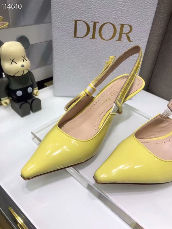 JADIOR SLINGBACK PUMP Patent Calfskin Dior771DJ-2 6.5 cm comma heel