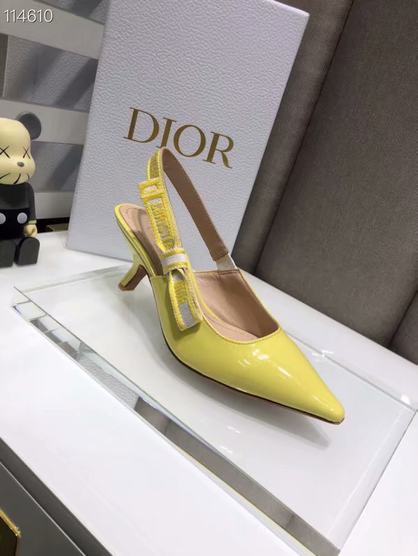 JADIOR SLINGBACK PUMP Patent Calfskin Dior771DJ-2 6.5 cm comma heel