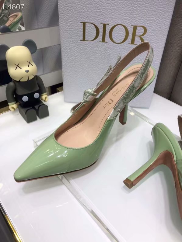 JADIOR SLINGBACK PUMP Patent Calfskin Dior772DJ-1 10 cm heel