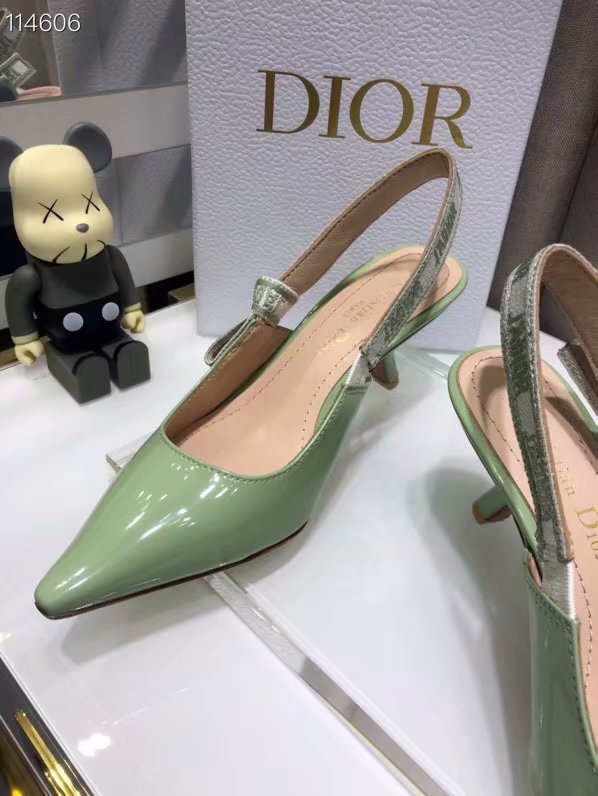 JADIOR SLINGBACK PUMP Patent Calfskin Dior772DJ-2 6.5 cm comma heel
