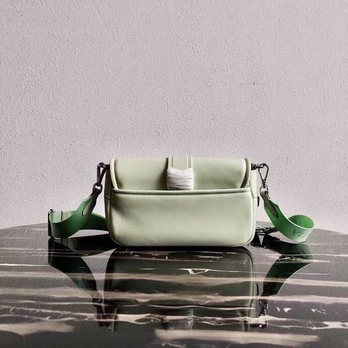 Prada Pocket nylon and brushed leather bag 1BD295 green