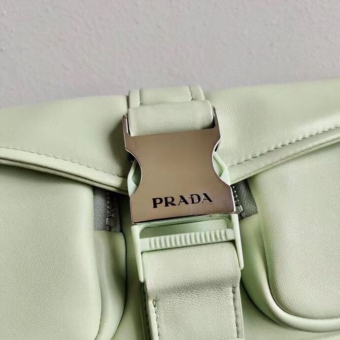 Prada Pocket nylon and brushed leather bag 1BD295 green
